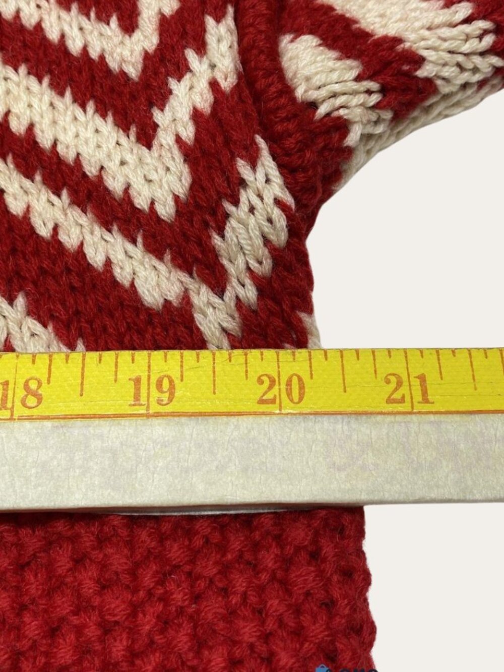 Boston Traders Vintage Geometric Wool Sweater Red Ivory Collared Chunky Knit - Picture 5 of 7